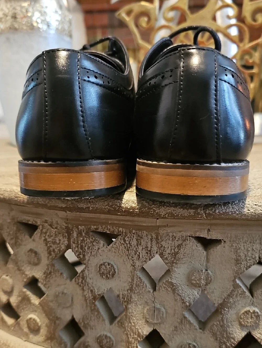 Stacy Adams Black Leather Oxford Dress Shoes